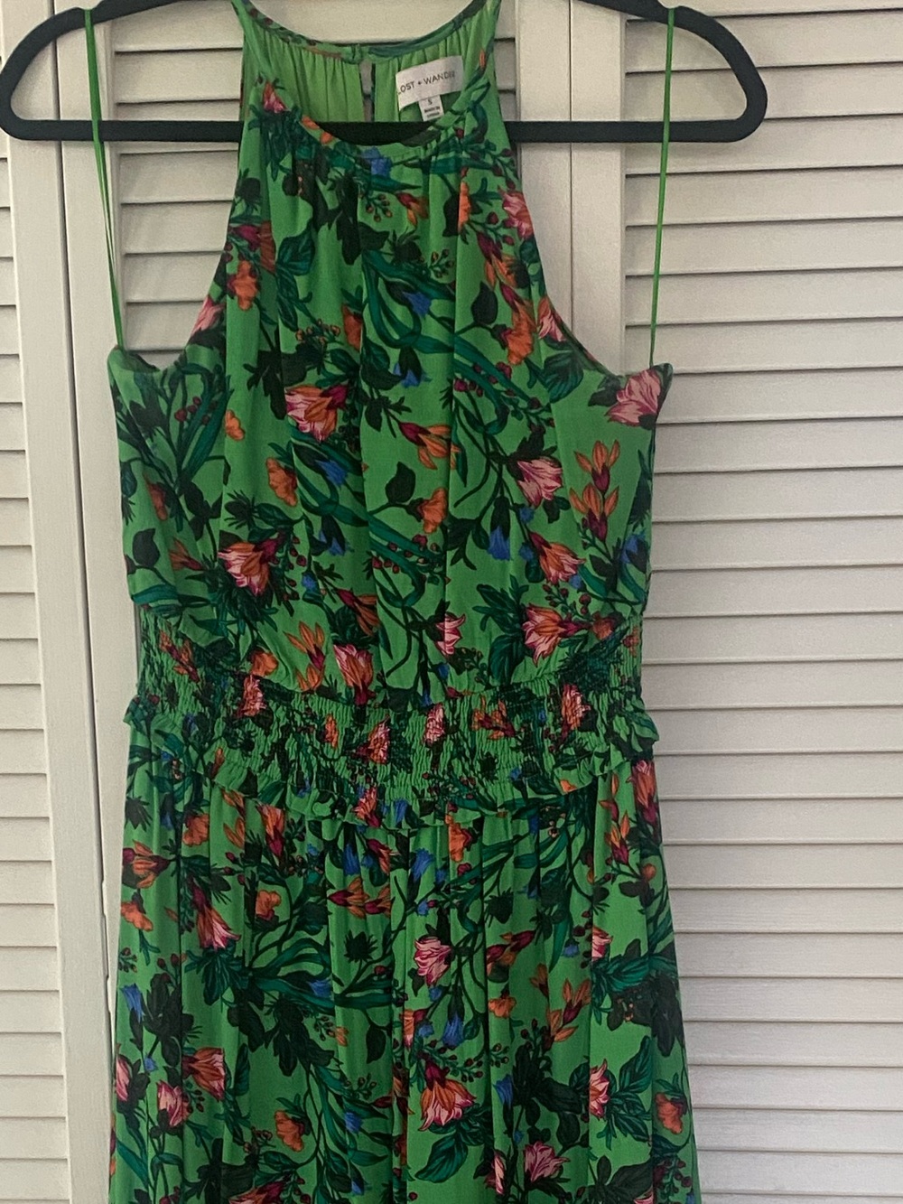 Lost + Wander Green Floral Halter Maxi worn once
